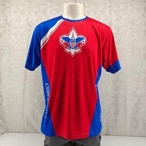 Boy Scouts of America BSA Shirt Mens 2XL Red Blue Colorblock Performance Jersey